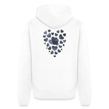graublaue herzen herz Muster graue herzen  - Unisex Premium Bio Zip Hoodie - Weiß - Hinten - Thijin (182cm)