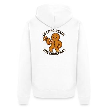 Lebkuchenheld Krafttraining fürs Fest - Unisex Premium Bio Zip Hoodie - Weiß - Hinten - Thijin (182cm)