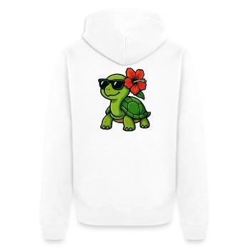 Tortue solaire avec hibiscus - Veste à capuche bio Premium Unisexe - blanc - Dos - Thijin (182cm)