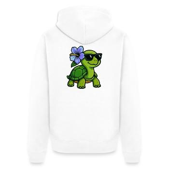 Schildkröte mit Hibiskus Blume - Unisex Premium Bio Zip Hoodie - Weiß - Hinten - Thijin (182cm)
