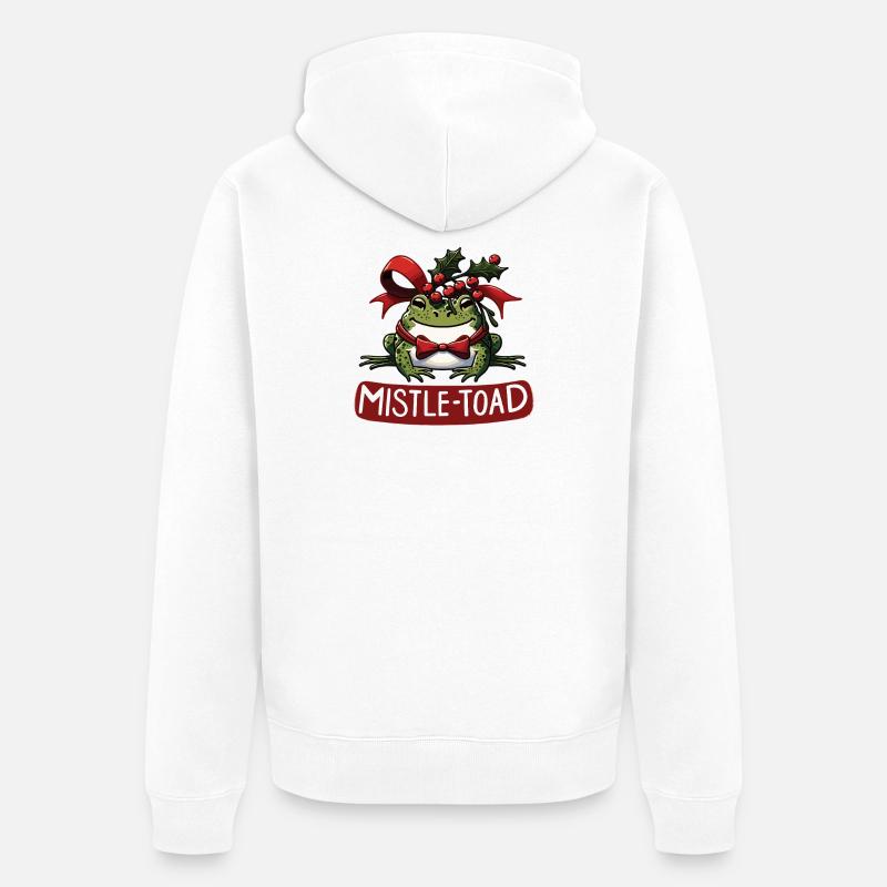Gui et crapaud : jeu de mots drôle sur le crapaud de Noël - Veste à capuche bio Premium Unisexe - blanc