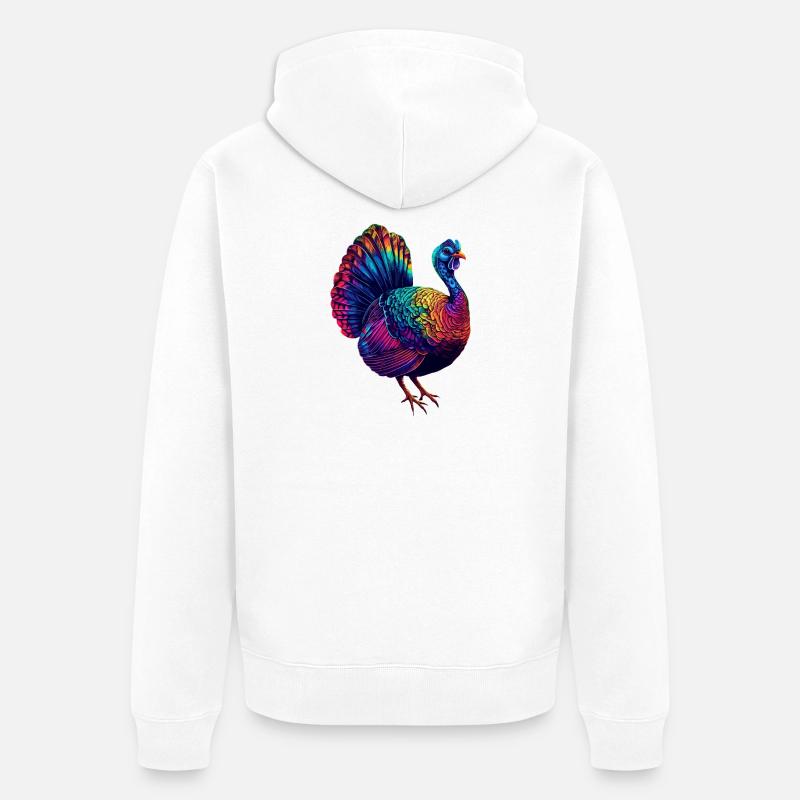 Dinde Poules Oiseaux Dinde - Veste à capuche bio Premium Unisexe - blanc