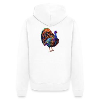 Dinde Poules Oiseaux Dinde - Veste à capuche bio Premium Unisexe - blanc - Dos - Thijin (182cm)