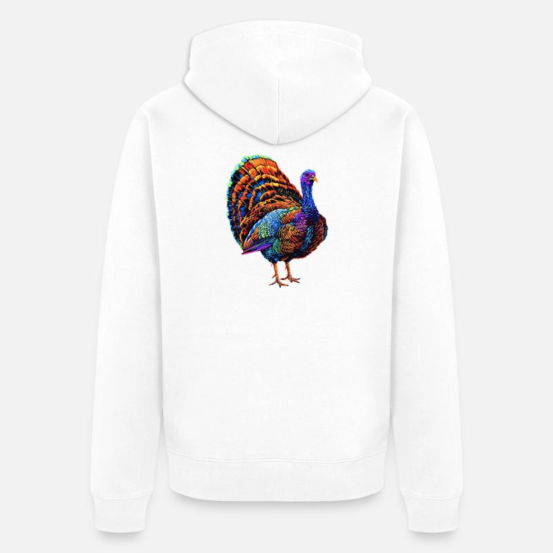 Dinde Poules Oiseaux Dinde - Veste à capuche bio Premium Unisexe - blanc