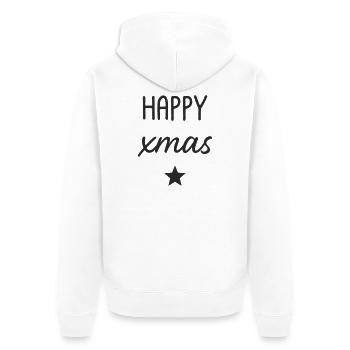 HAPPY Xmas Star Design - Unisex Premium Organic Zip Hoodie - white - Back - Thijin (182cm)