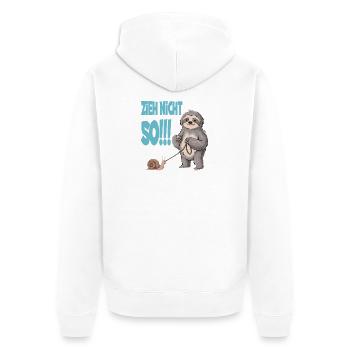  Zieh Nicht So Faultier Mit Schnecke Lustiger - Unisex Premium Bio Zip Hoodie - Weiß - Hinten - Thijin (182cm)