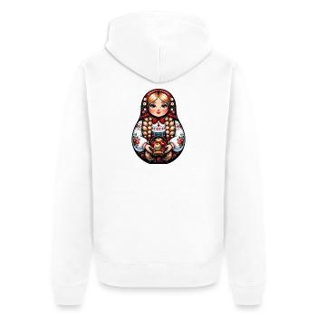 Matryoshka in Russian Matryoshka Doll Russian - Unisex Premium Organic Zip Hoodie - white - Back - Thijin (182cm)
