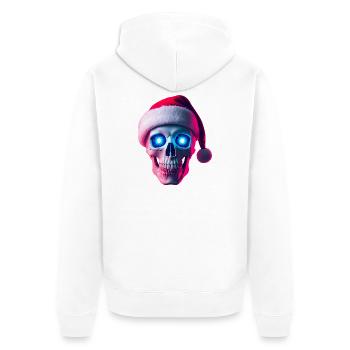 Neon-Schädel-Weihnachtsmann - Unisex Premium Bio Zip Hoodie - Weiß - Hinten - Thijin (182cm)