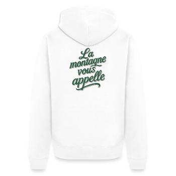 La montagne vous appelle ! - Veste à capuche bio Premium Unisexe - blanc - Dos - Thijin (182cm)