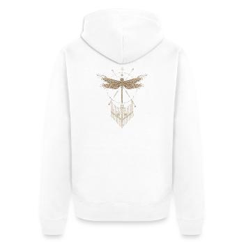 Filigrane Libelle im dekorativen Linienstil - Unisex Premium Bio Zip Hoodie - Weiß - Hinten - Thijin (182cm)
