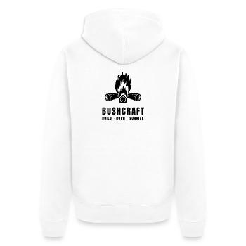 Bushcraft Lagerfeuer Outdoor Survival Design - Unisex Premium Bio Zip Hoodie - Weiß - Hinten - Thijin (182cm)
