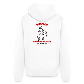 Bremer Stadtmusikanten – Weihnachtsedition Bremen - Unisex Premium Bio Zip Hoodie - Weiß - Hinten - Thijin (182cm)