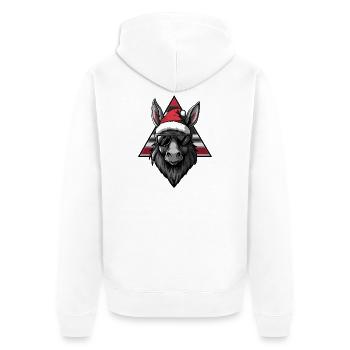 Esel Santa mit Sonnenbrille - Unisex Premium Bio Zip Hoodie - Weiß - Hinten - Thijin (182cm)