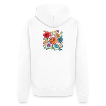 Couleurs de la fleur Explosion des couleurs - Veste à capuche bio Premium Unisexe - blanc - Dos - Thijin (182cm)