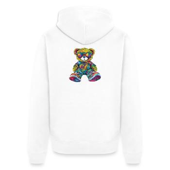 Colorful bear teddy bear with sunglasses - Unisex Premium Organic Zip Hoodie - white - Back - Thijin (182cm)