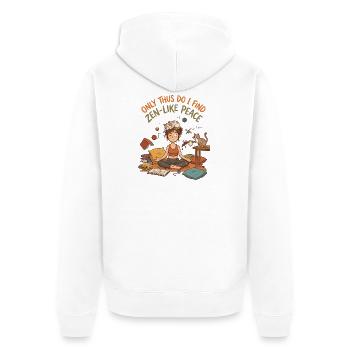 Zen Katzen Chaos Yoga - Unisex Premium Bio Zip Hoodie - Weiß - Hinten - Thijin (182cm)