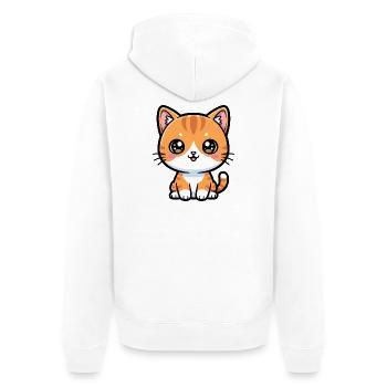 Orangefarbener Tiger Zeichentrickkatze - Unisex Premium Bio Zip Hoodie - Weiß - Hinten - Thijin (182cm)