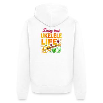 Hawaiian Ukulele Uke Living That - Unisex Premium Organic Zip Hoodie - white - Back - Thijin (182cm)
