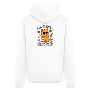 Professional Snack Thief Freche Lustige Katze - Unisex Premium Bio Zip Hoodie - Weiß - Hinten - Thijin (182cm)