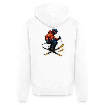 Skifahren | Skifahrer | Berg - Unisex Premium Bio Zip Hoodie - Weiß - Hinten - Thijin (182cm)