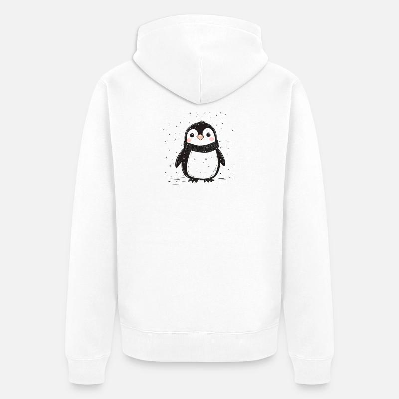 Joyeuses manchots, mignons manchots de Noël - Veste à capuche bio Premium Unisexe - blanc