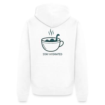 Nessie Stay Hydrated Tasse - Unisex Premium Bio Zip Hoodie - Weiß - Hinten - Thijin (182cm)