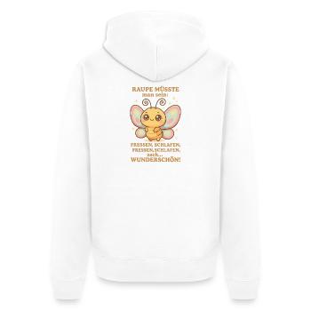 Caterpillar Saying – Zack Beautiful - Unisex Premium Organic Zip Hoodie - white - Back - Thijin (182cm)