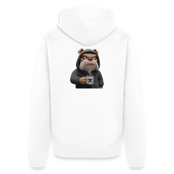 Grim Bulldog Coffee Cartoon Funny Dog - Unisex Premium Organic Zip Hoodie - white - Back - Thijin (182cm)