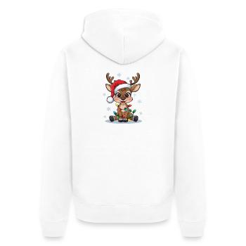Weihnachtsrentier mit Lichterkette - Unisex Premium Bio Zip Hoodie - Weiß - Hinten - Thijin (182cm)