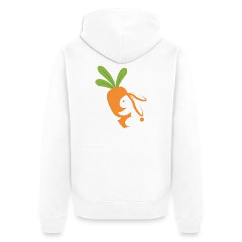 Karottenlächelndes Maskottchen - Unisex Premium Bio Zip Hoodie - Weiß - Hinten - Thijin (182cm)