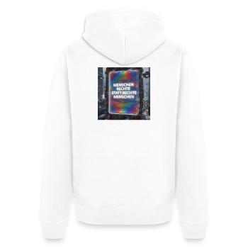 Human rights instead of right-wing people Future Design - Unisex Premium Organic Zip Hoodie - white - Back - Thijin (182cm)