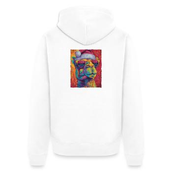 Kamel Weihnachten Porträt - Unisex Premium Bio Zip Hoodie - Weiß - Hinten - Thijin (182cm)