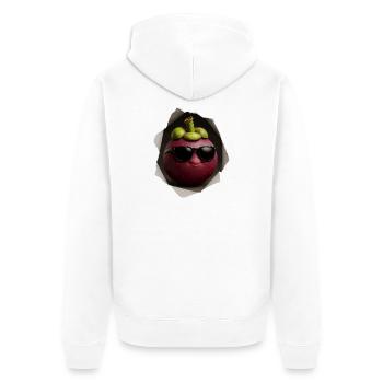 Mangostane mit Sonnenbrille - Unisex Premium Bio Zip Hoodie - Weiß - Hinten - Thijin (182cm)