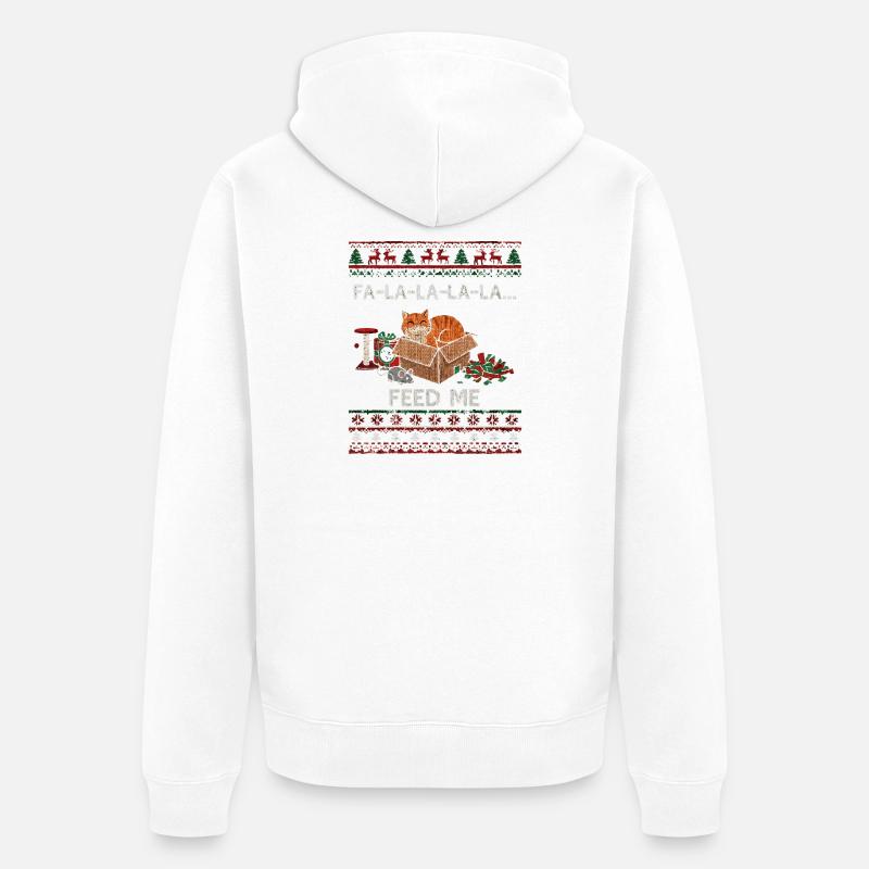 Chat de Noël dans une boîte – demandes de nourriture - Veste à capuche bio Premium Unisexe - blanc