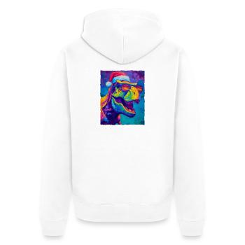 Portrait de Noël du T-Rex de dinosaures - Veste à capuche bio Premium Unisexe - blanc - Dos - Thijin (182cm)