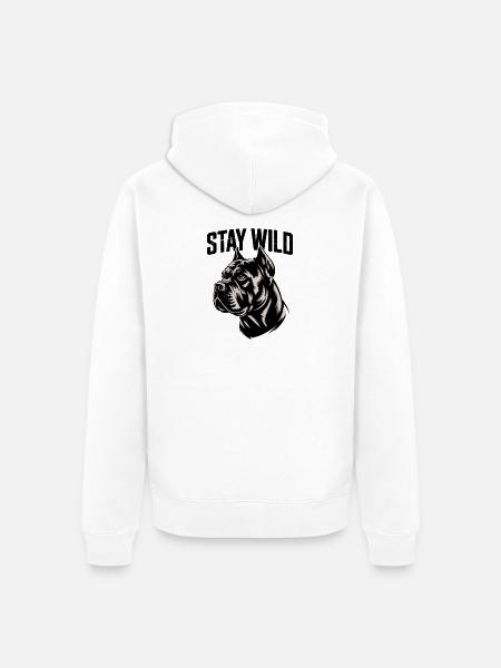 Bleib Wild Hunde Motiv Stärke - Unisex Premium Bio Zip Hoodie - Weiß