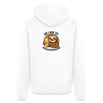 Sloth mit Bier: Besäufniserregende Lage Faultier - Unisex Premium Bio Zip Hoodie - Weiß - Hinten - Thijin (182cm)