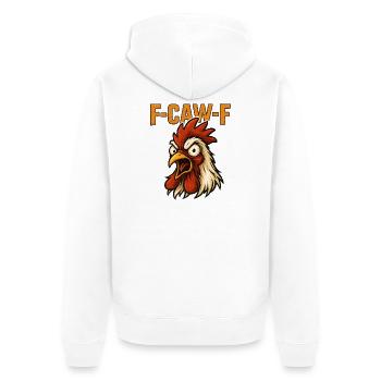 F-Caw-F Hühnercomic im Cartoonstil fuck off - Unisex Premium Bio Zip Hoodie - Weiß - Hinten - Thijin (182cm)