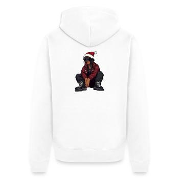Doberman Chien de Noël Hiver - Veste à capuche bio Premium Unisexe - blanc - Dos - Thijin (182cm)