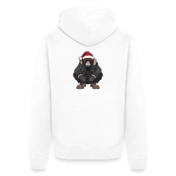 Gorilla Weihnachten Winter - Unisex Premium Bio Zip Hoodie - Weiß - Hinten - Thijin (182cm)