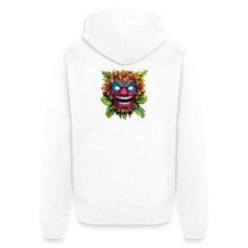 Explosion de couleurs du masque de fleurs Tiki - Veste à capuche bio Premium Unisexe - blanc - Dos - Thijin (182cm)