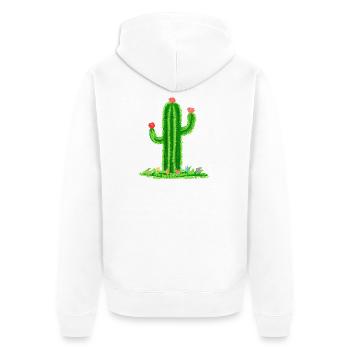 Cactus with flower - Unisex Premium Organic Zip Hoodie - white - Back - Thijin (182cm)