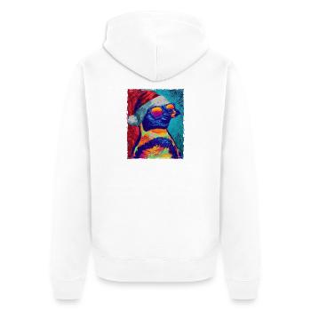 Pinguin Weihnachten Porträt - Unisex Premium Bio Zip Hoodie - Weiß - Hinten - Thijin (182cm)