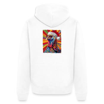 Truthahn Weihnachten Porträt - Unisex Premium Bio Zip Hoodie - Weiß - Hinten - Thijin (182cm)