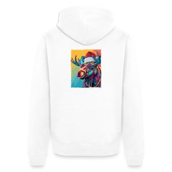 Portrait de Noël de l’orignal - Veste à capuche bio Premium Unisexe - blanc - Dos - Thijin (182cm)