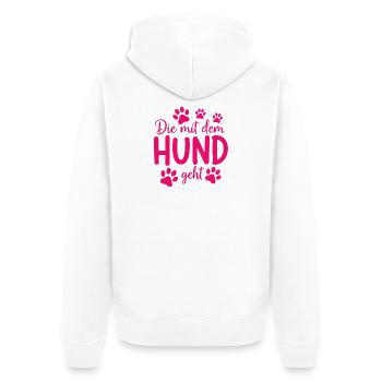 Celui qui marche avec le chien qui dit pattes - Veste à capuche bio Premium Unisexe - blanc - Dos - Thijin (182cm)