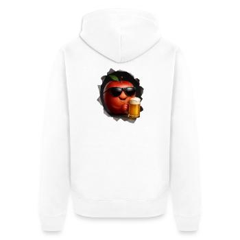 Apfel mit Sonnenbrille trinkt Bier - Unisex Premium Bio Zip Hoodie - Weiß - Hinten - Thijin (182cm)