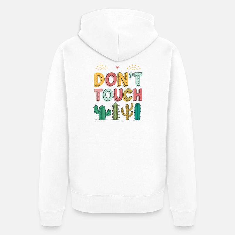 Ne Pas Toucher Cactus Pastel - Veste à capuche bio Premium Unisexe - blanc
