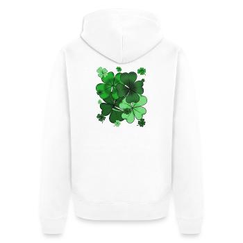 Green Shamrock Pattern - Unisex Premium Organic Zip Hoodie - white - Back - Thijin (182cm)