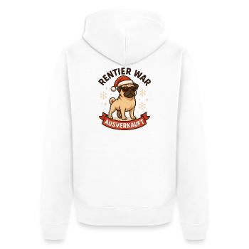 Reindeer a affiché complet Pug Pug - Veste à capuche bio Premium Unisexe - blanc - Dos - Thijin (182cm)
